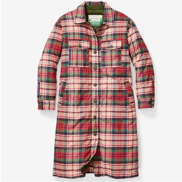 Women's The Great. + Eddie Bauer The Plaid Down Puffer Coat XL Outdoors Gorpcore - Picture 1 of 10
